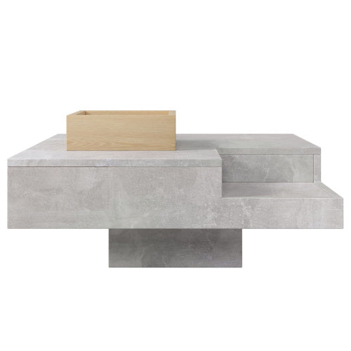 Coffee Table, Living Room Table, Side Table With Removable Storage Box, Concrete Gray And Wood Color, 72x72x30 Cm