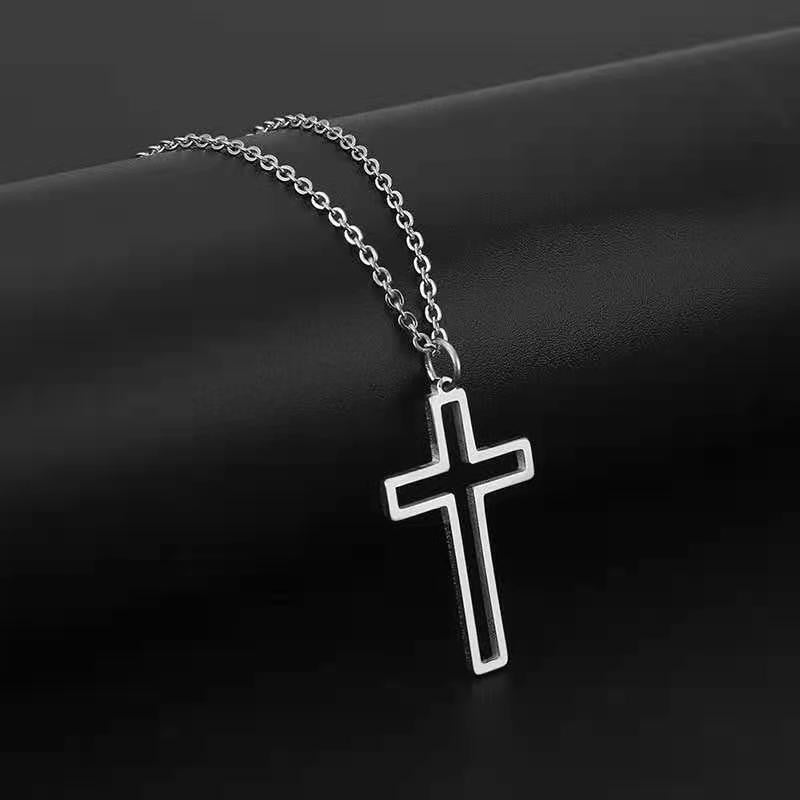 Hip Hop Style Cross Necklace Men's Trendy Titanium Steel Women's