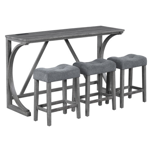 Bar Table Set With Power Socket, Bar Table And Chair Set For Living Room, Dining Room, Games Room