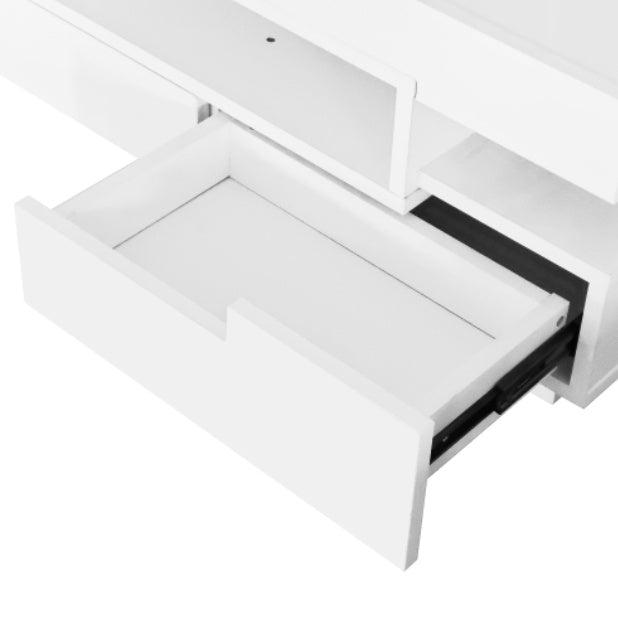 Coffee Table, High-Gloss Surface, With LED Light Strip, Four Drawers Front And Back, Large Storage Space