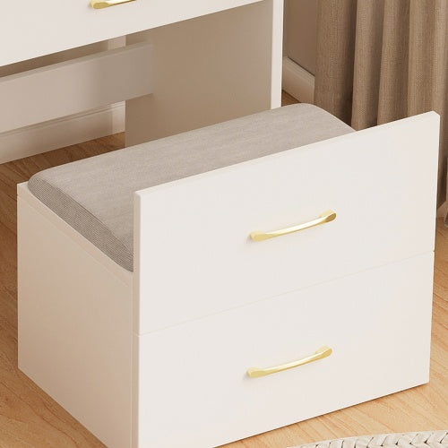 3 In 1 Vanity Desk With Open Top Mirror,Small Make Up Vanity Set With Visible Glass Desktop,Compact Makeup Vanity With 3 Drawers,Dressing Table For Bedroom