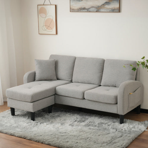 L-L-shaped Corner Sofa With Chaise Lounge  3Seater Sofa, 166 X 118 X 77 Cm, Breathable Cotton Linen Fabric, Plastic Legs, Modular Design, Ideal For Living Rooms, Apartments, And Offices