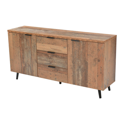 Sideboard Storage Cupboard Kitchen Buffet Sideboard TV Cabinet With Adjustable Shelves Dresser Vertical Cabinet Three Drawers For Living Room Dining Room Bedroom Vintage Brown 140cm