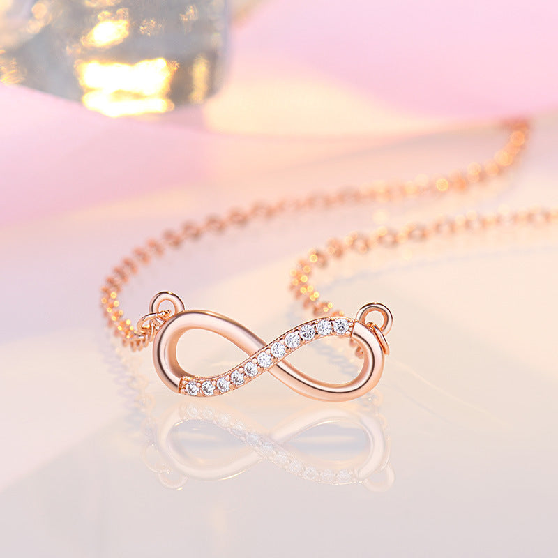 Japanese And Korean Sweet Art Micro Rhinestone 8-shaped Clavicle Necklace