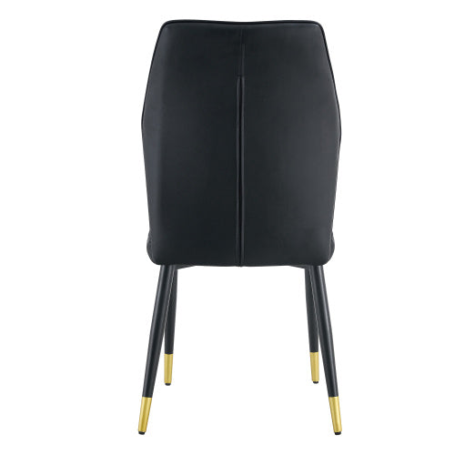 4 Modern Dining Chairs With Stylish PU Patterned Backrest And Black Metal Legs For A Comfortable Home Experience In The Kitchen, Bedroom And Office.