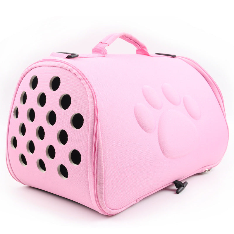 Outgoing Foldable Pet Backpack Solid Color Footprint EVA Pet Folding Bag Dog Outgoing Shoulder Bag