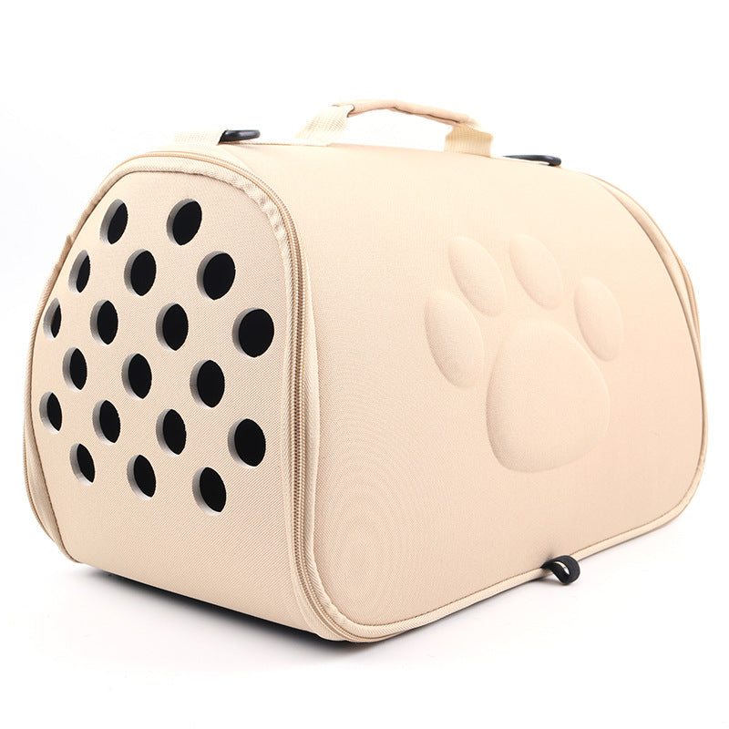 Outgoing Foldable Pet Backpack Solid Color Footprint EVA Pet Folding Bag Dog Outgoing Shoulder Bag