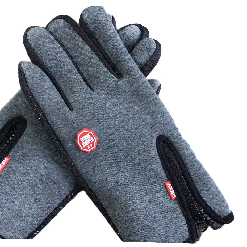 Promotion autumn and winter touch screen gloves cycling men and women fleece outdoor skiing warm waterproof zipper cross-border couple wholesale