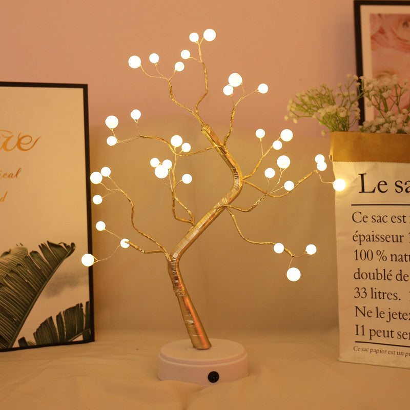 Explosive Amazon creative led pearl tree lamp gypsophila touch gift bedroom Christmas decoration night light