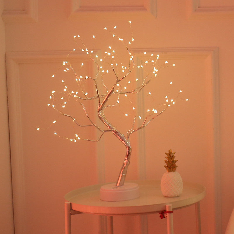 Explosive Amazon creative led pearl tree lamp gypsophila touch gift bedroom Christmas decoration night light