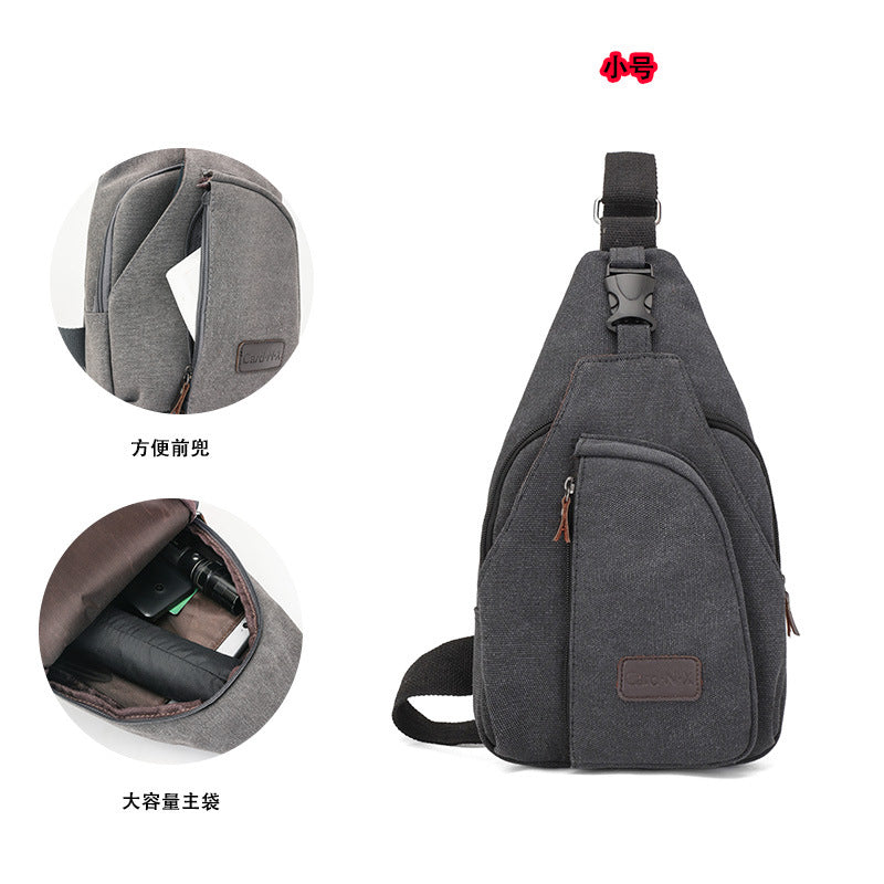 Factory direct Korean casual men's chest bag sports canvas men's bag small bag multi-function outdoor small bag tide