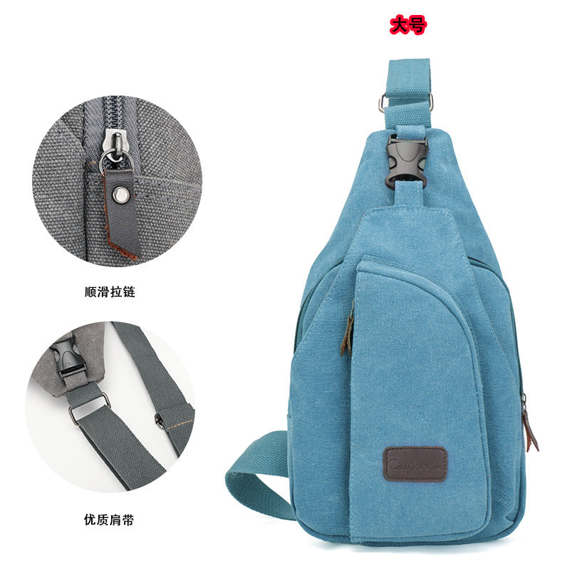 Factory direct Korean casual men's chest bag sports canvas men's bag small bag multi-function outdoor small bag tide