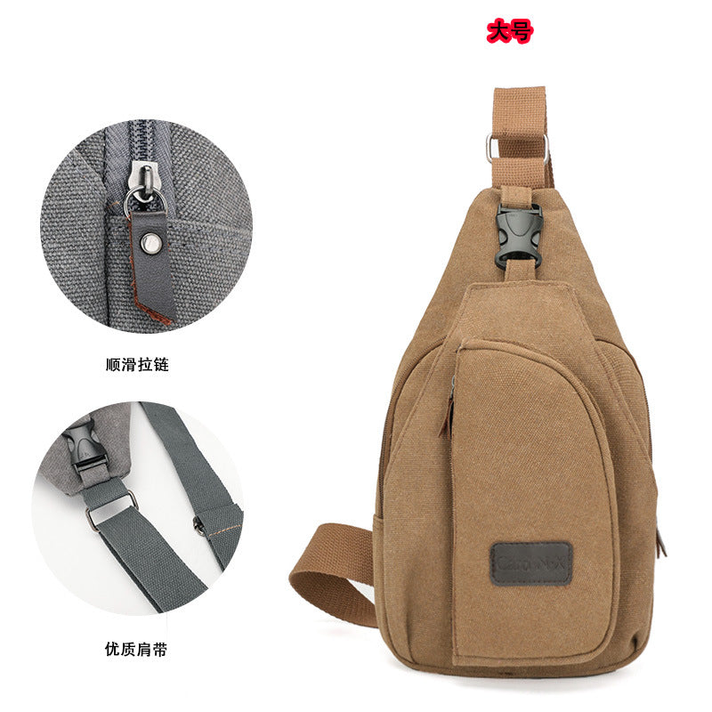 Factory direct Korean casual men's chest bag sports canvas men's bag small bag multi-function outdoor small bag tide