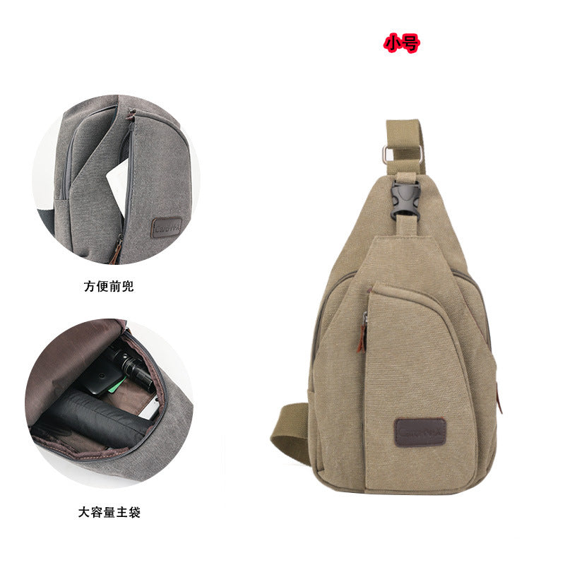 Factory direct Korean casual men's chest bag sports canvas men's bag small bag multi-function outdoor small bag tide
