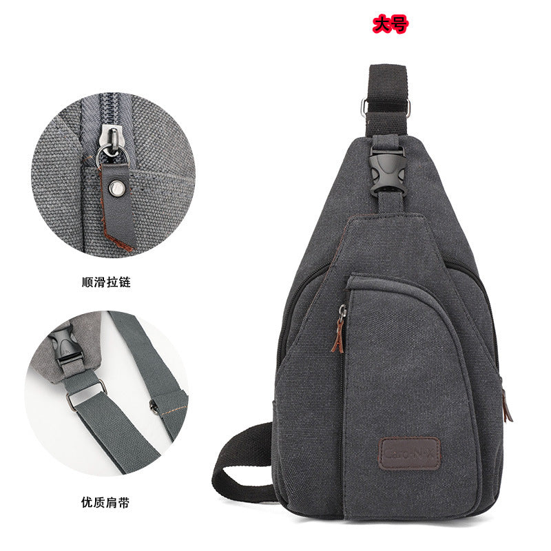 Factory direct Korean casual men's chest bag sports canvas men's bag small bag multi-function outdoor small bag tide