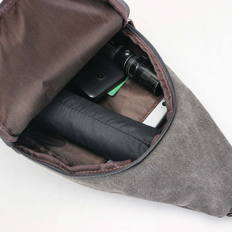 Factory direct Korean casual men's chest bag sports canvas men's bag small bag multi-function outdoor small bag tide