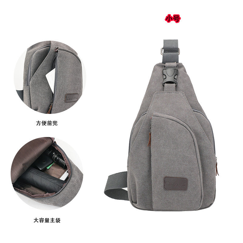 Factory direct Korean casual men's chest bag sports canvas men's bag small bag multi-function outdoor small bag tide