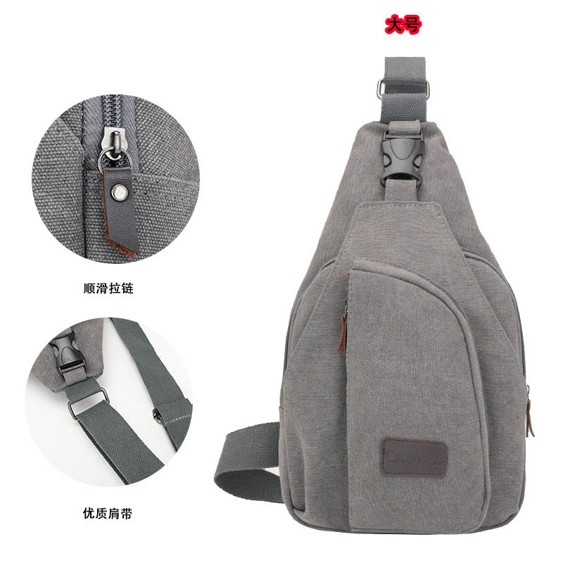 Factory direct Korean casual men's chest bag sports canvas men's bag small bag multi-function outdoor small bag tide