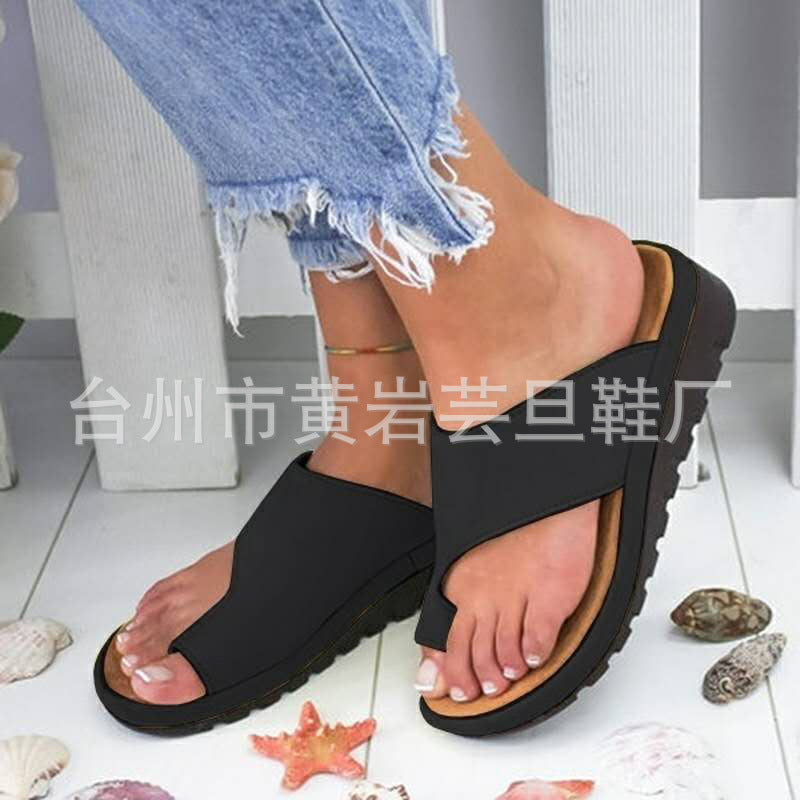 Large size sandals female spring and summer new European and American solid color ladies toe sandals foreign trade explosions wish Amazon cross-border