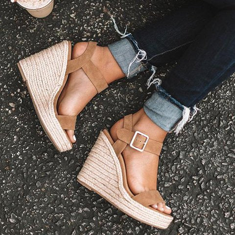 Cross-border foreign trade explosion models 2019 wedge heel shoes Hemp rope sandals women Wedges women's shoes hemp rope shoes women's shoes