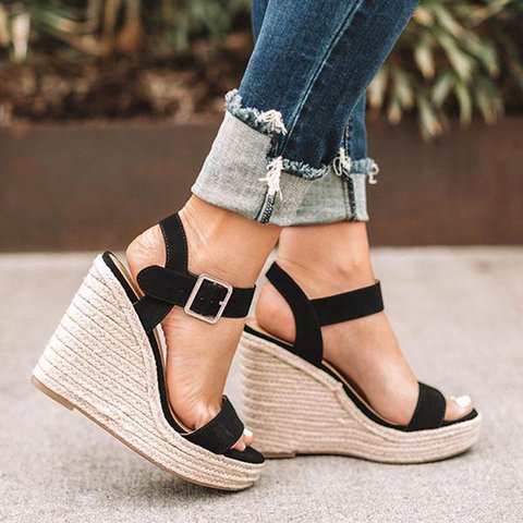 Cross-border foreign trade explosion models 2019 wedge heel shoes Hemp rope sandals women Wedges women's shoes hemp rope shoes women's shoes