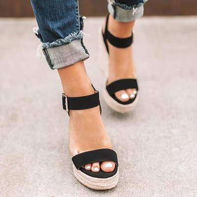 Cross-border foreign trade explosion models 2019 wedge heel shoes Hemp rope sandals women Wedges women's shoes hemp rope shoes women's shoes