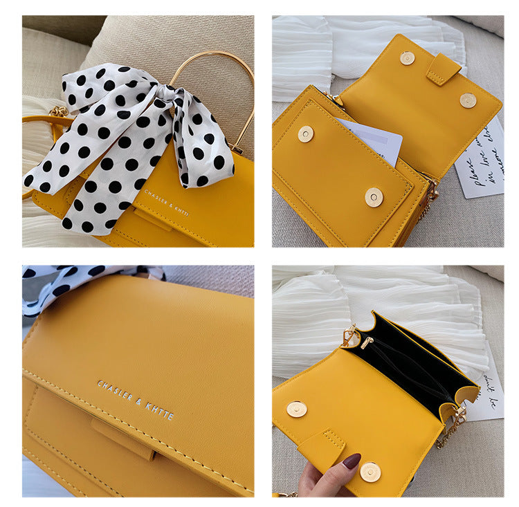 Textured French niche small bag female 2020 new fashion wild shoulder bag foreign silk scarf portable crossbody bag