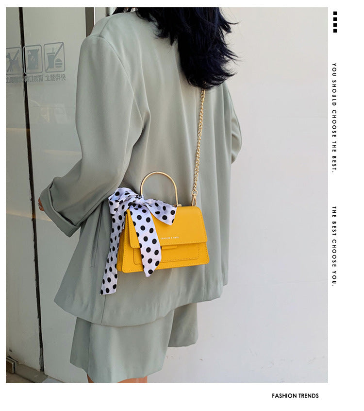 Textured French niche small bag female 2020 new fashion wild shoulder bag foreign silk scarf portable crossbody bag