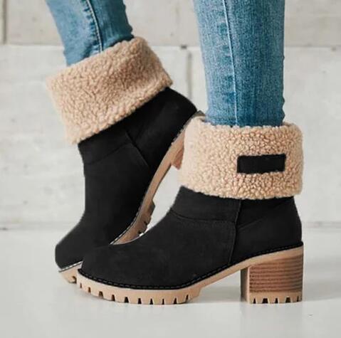 Factory direct 2019 winter new large size Europe and winter warm snow boots round head in the tube casual shoes