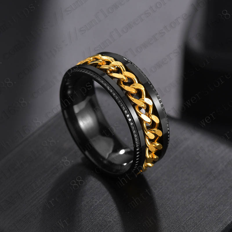 Rotating Chain Ring Men's Titanium Steel Cool Ring Ring Cross-border Jewelry Wholesale Factory Direct Sales