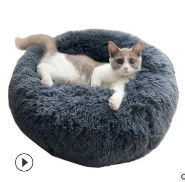 Round plush warm pet nest