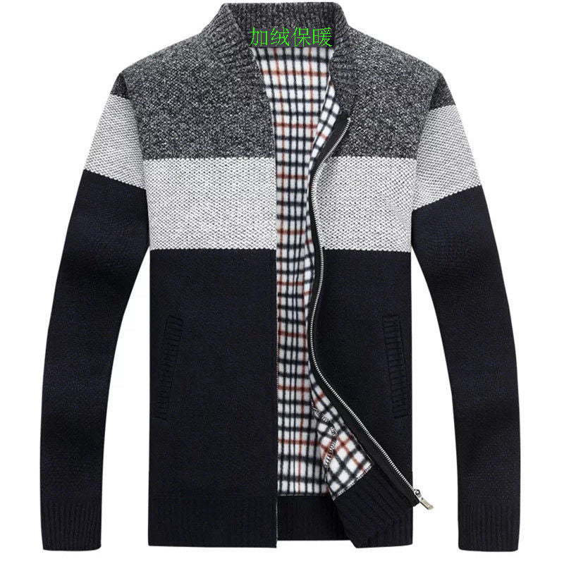 Winter clothes men's handsome cardigan knitted jacket men's jacket sweater autumn and winter collarless tops men's outerwear