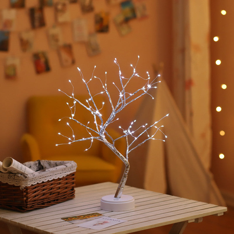 Explosive Amazon creative led pearl tree lamp gypsophila touch gift bedroom Christmas decoration night light