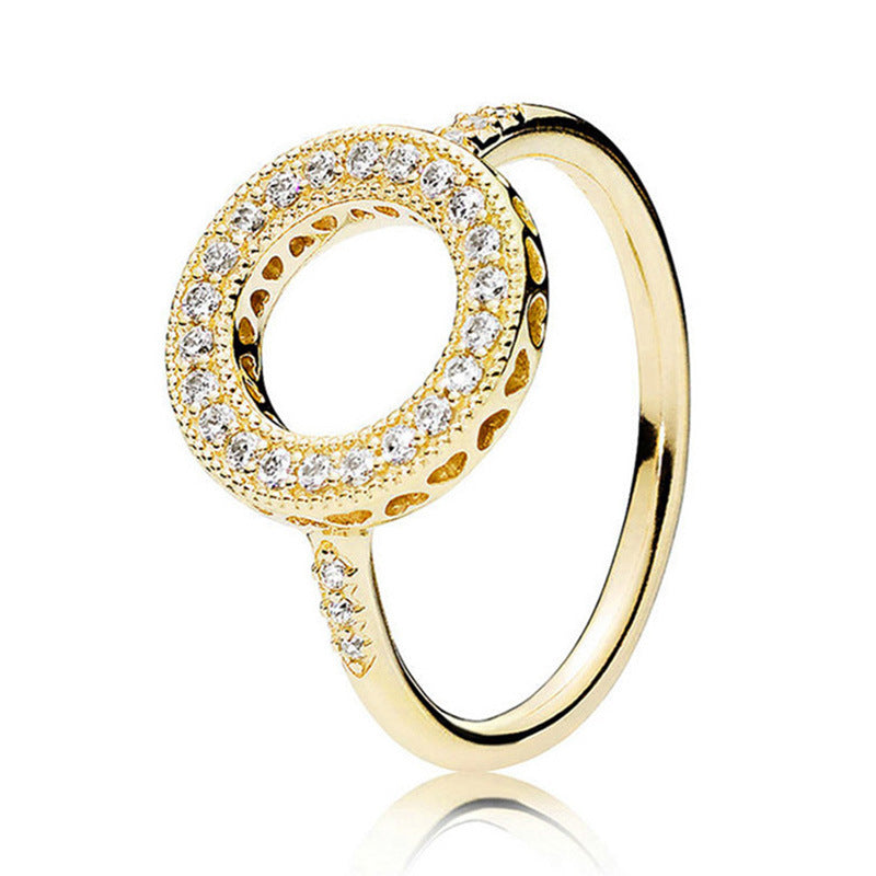 Panjia explosion ring female rose gold new crown round ring ring factory direct sales