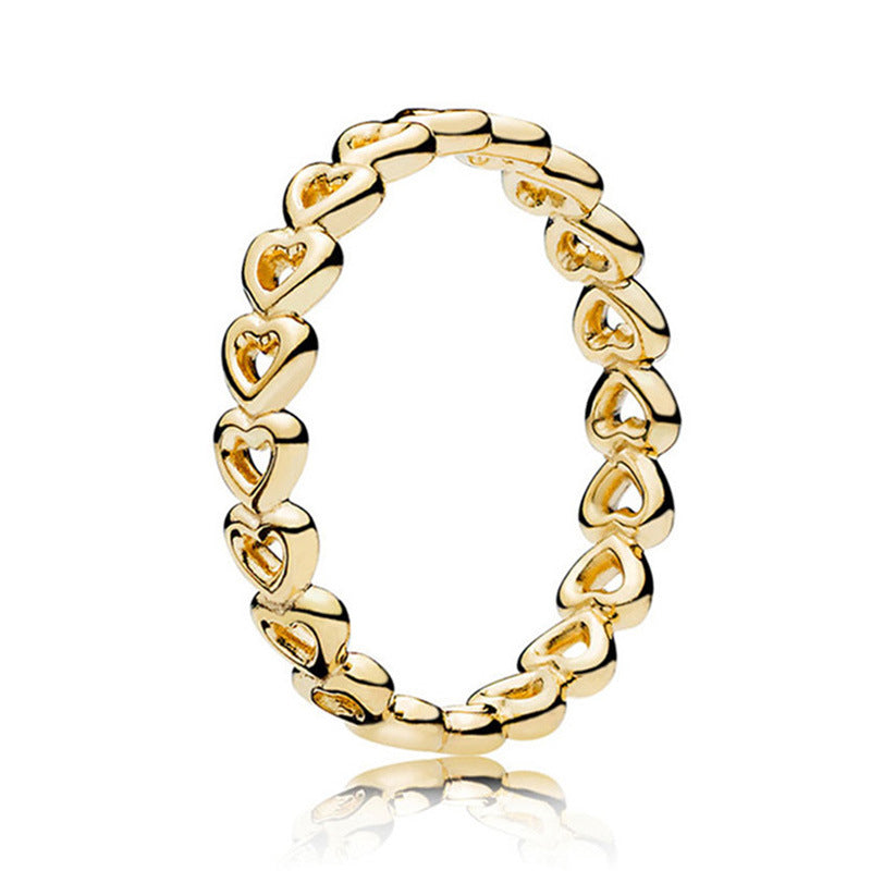 Panjia explosion ring female rose gold new crown round ring ring factory direct sales