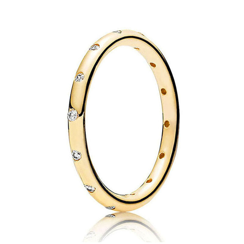 Panjia explosion ring female rose gold new crown round ring ring factory direct sales