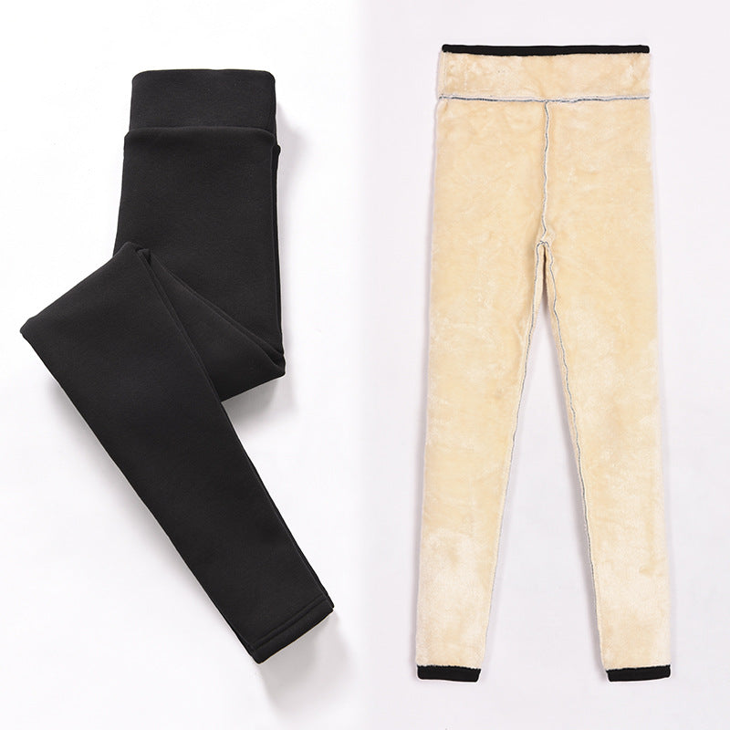 Black warm pants winter skinny thick velvet wool fleece girls leggings women Trousers Lambskin Cashmere Pants For Women leggings