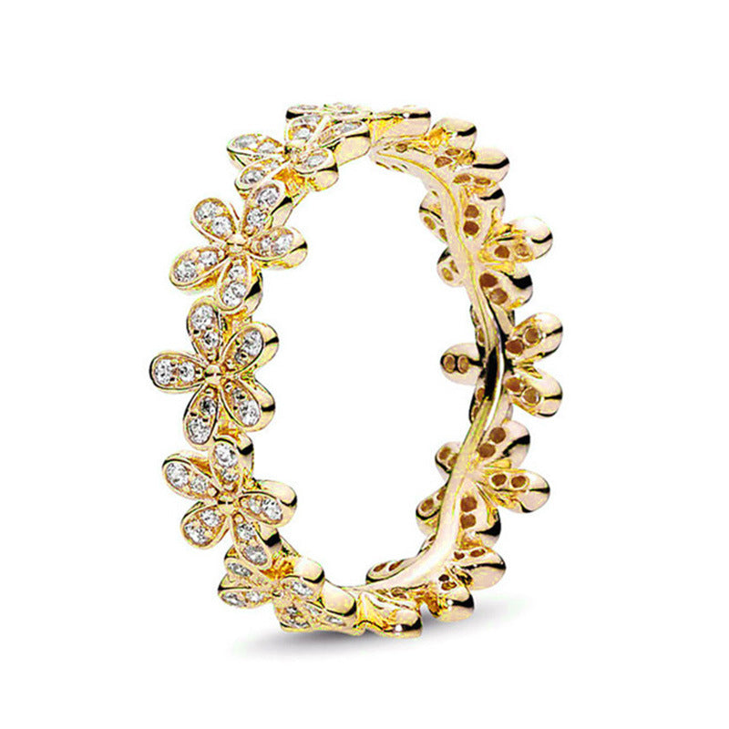 Panjia explosion ring female rose gold new crown round ring ring factory direct sales