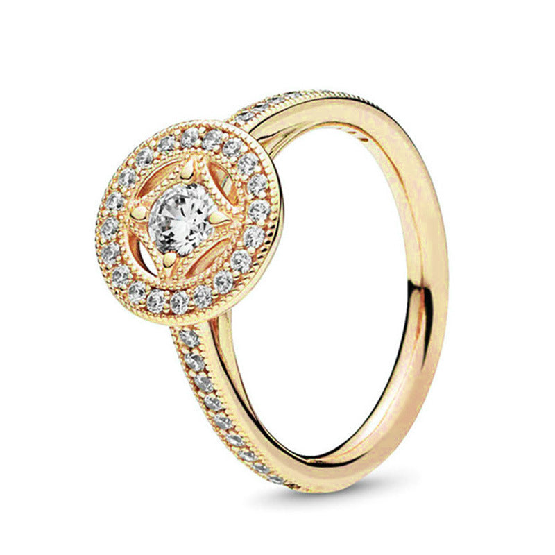 Panjia explosion ring female rose gold new crown round ring ring factory direct sales