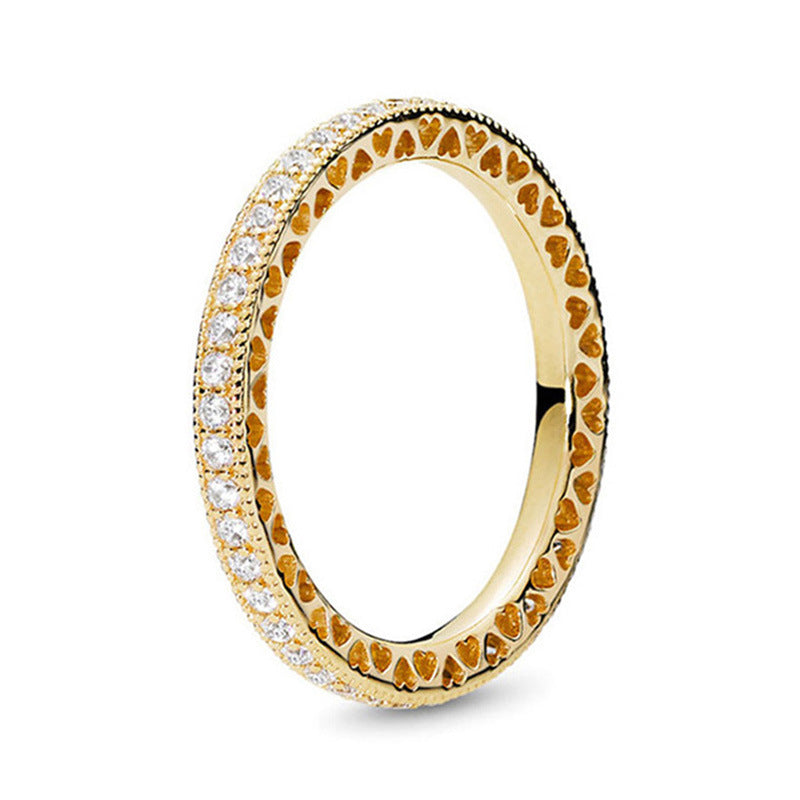 Panjia explosion ring female rose gold new crown round ring ring factory direct sales