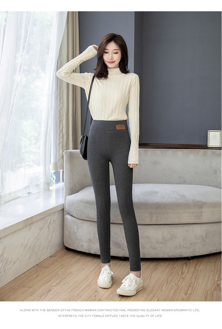 Black warm pants winter skinny thick velvet wool fleece girls leggings women Trousers Lambskin Cashmere Pants For Women leggings