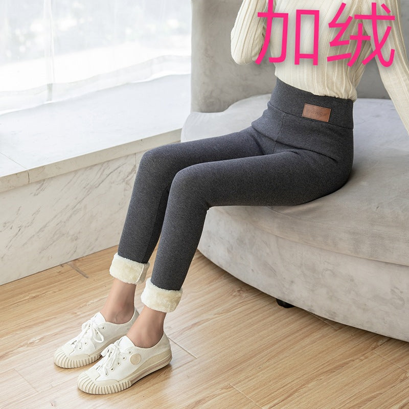 Black warm pants winter skinny thick velvet wool fleece girls leggings women Trousers Lambskin Cashmere Pants For Women leggings