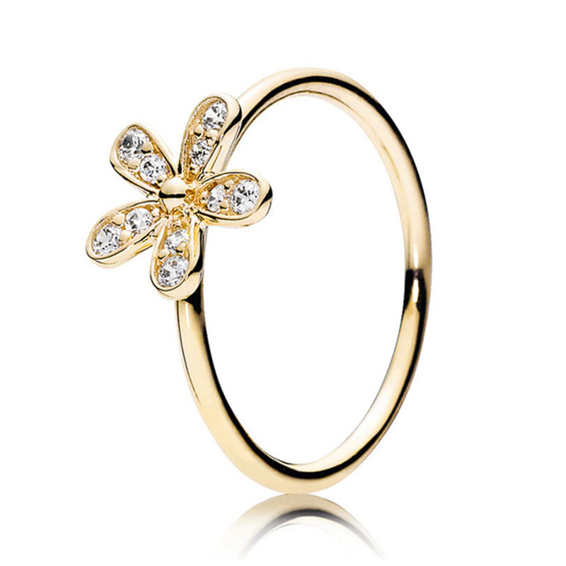 Panjia explosion ring female rose gold new crown round ring ring factory direct sales