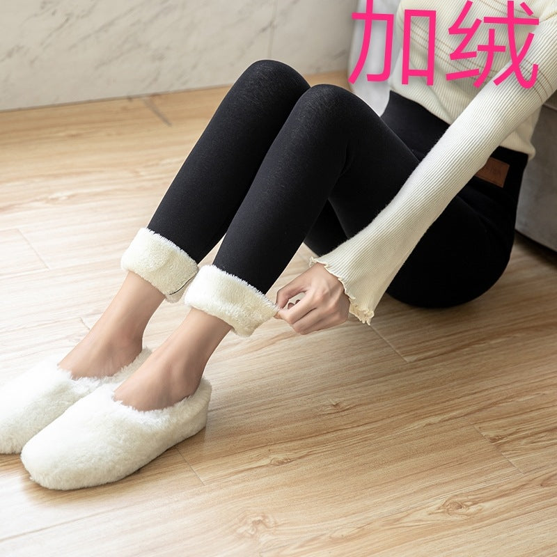 Black warm pants winter skinny thick velvet wool fleece girls leggings women Trousers Lambskin Cashmere Pants For Women leggings
