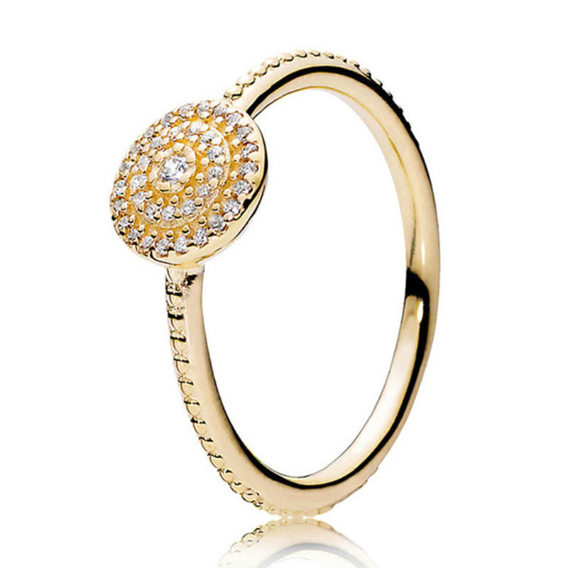 Panjia explosion ring female rose gold new crown round ring ring factory direct sales