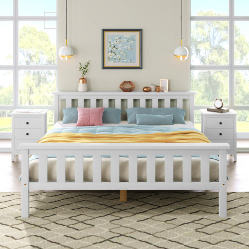 Double Bed Wooden Frame 4ft6 Double Wooden Bed In White For Adults, Kids, Teenagers 4FT6