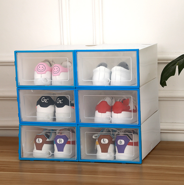 Shoes Boxes Foldable Plastic Thickened Flip Ladies Clamshell Shoes Cabinet Colorful Transparen Stackable Storage（for women 32x22x12cm）6pcs