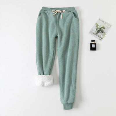 Lamb velvet sweatpants winter women's plus size plus velvet trousers autumn and winter loose and thickened thin student warm pants