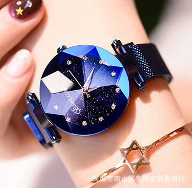 Douyin Explosion Magnetite Starry Women's Watch Mesh Belt With Diamonds Ladies Trend Quartz Watch Wrist Watch