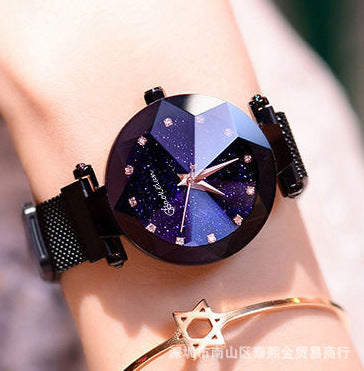 Douyin Explosion Magnetite Starry Women's Watch Mesh Belt With Diamonds Ladies Trend Quartz Watch Wrist Watch